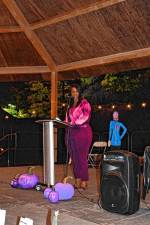 DA1 Alberta Cole, Picatinny Arsenal’s sexual assault response coordinator, speaks during a Candlelight Vigil on Tuesday, Oct. 22 at Sussex County Community College in Newton. (Photos by Maria Kovic)