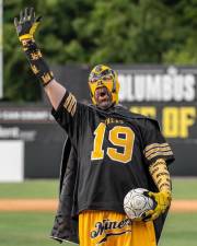 Sean Sandage of Hopatcong, known as Miner Man, started by painting his face for every game. Now he wears a mask and team apparel to the games. (Photo provided)