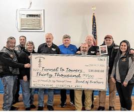 A check for $30,000 is presented to the Tunnels to Towers Foundation’s Northern New Jersey Homeless Veterans Program. (Photo provided)