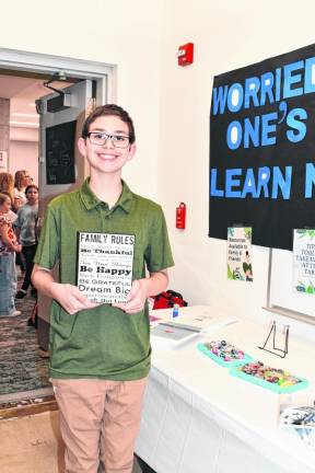 YES2 Eighth-grader William Conklin of Hardyston poses at the Youth Empowerment Showcase (YES!) on Wednesday, April 10.