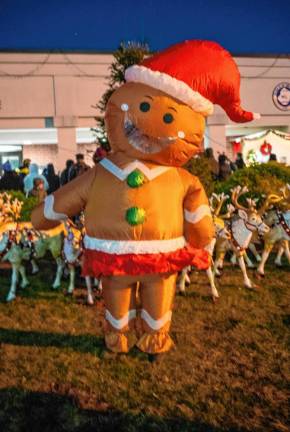 An inflatable gingerbread man.