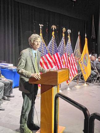 Jon Connolly, president of Sussex County Community College, welcomes the audience.