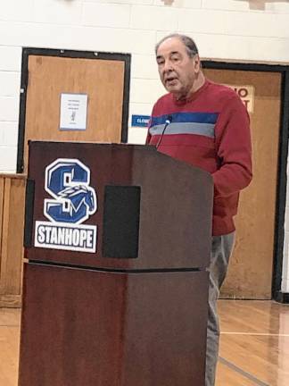 Gil Moscatello speaks during the school board meeting Dec. 18.