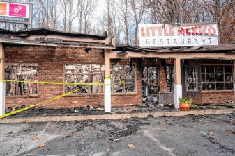 Fire sweeps through a strip mall at 287 Newton-Sparta Road in Andover Township early Monday, Nov. 4. (Photo by Nancy Madacsi)