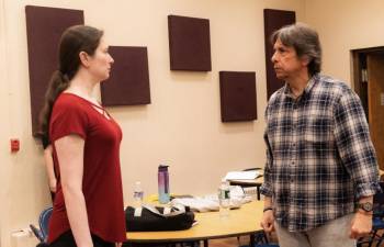 Sally O’Sullivan of Oak Ridge and Phil Cocilovo of Montague rehearse ‘Camelot.’