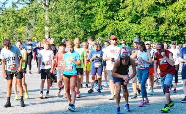 Runners prepare for the start of the Lenape Valley 50th Anniversary 5K on Saturday, Sept. 14 at the high school in Stanhope. (Photos by Maria Kovic)