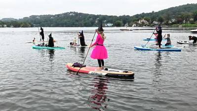 Participants in the Witches Paddle fundraiser in 2023 set off from the Lake Mohawk Country Club in Sparta. (File photo by Kathy Shwiff)