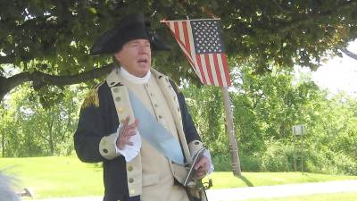 General George Washington (a.k.a. Sam Davis) speaks of the Revolutionary War in the Sussex County area (Photo by Janet Redyke)