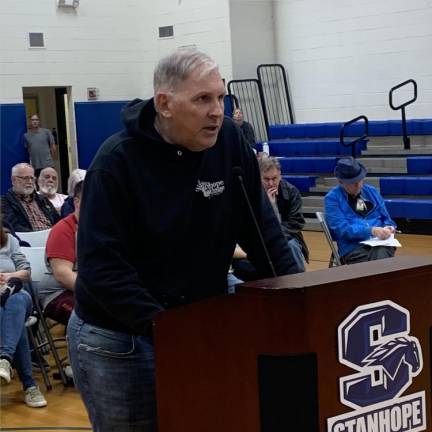 Scott Dunn, who used to work at the Stanhope House, speaks against the proposed ordinance at the Borough Council meeting Tuesday, May 14. (Photo by Bryan Fumagalli)