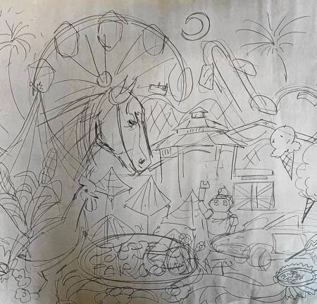 <b>Sketches for the mural made by art students at High Point Regional High School.</b>