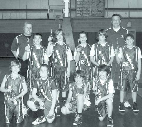 Photo Provided Front, from left to right: Zach Finkelstein, Zach Dole, Jake Tarabokija and Logan Sweeney. Back, from left to right: Coach Mike Heller, John Nitting, Jonny VanNess, Jake Heller, Billy Carson, Assistant Coach John Nitting and Thomas Salomon.