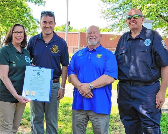 From left are Green Township Mayor Peg Phillips; state Assemblyman Michael Inganamort, R-24; Sussex County Commissioner Earl Schick; and Green Township Committeeman Mike Rose. (Photo provided)