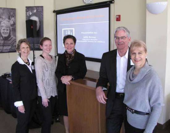From left: Project Self-Sufficiency Program Coordinator Claire Willetts, Enough Abuse Program Coordinator Alison Lampron, Project Self-Sufficiency Board President Beverly Gordon, Executive Director of Prevent Child Abuse - New Jersey Rush Russell, and Massachusetts Citizens for Children Executive Director Jetta Bernier.