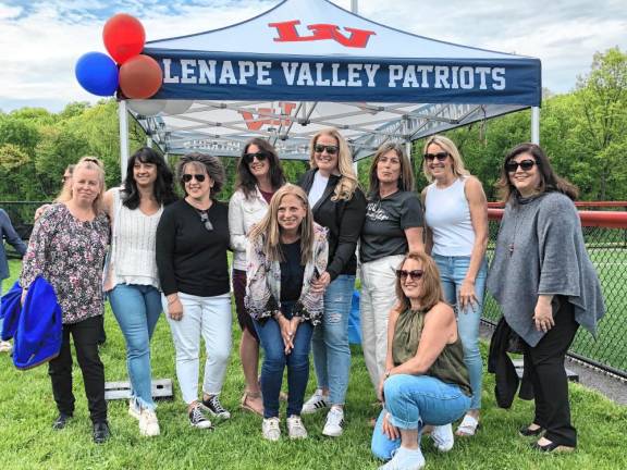 Former Lenape Valley softball players pose for a photo.