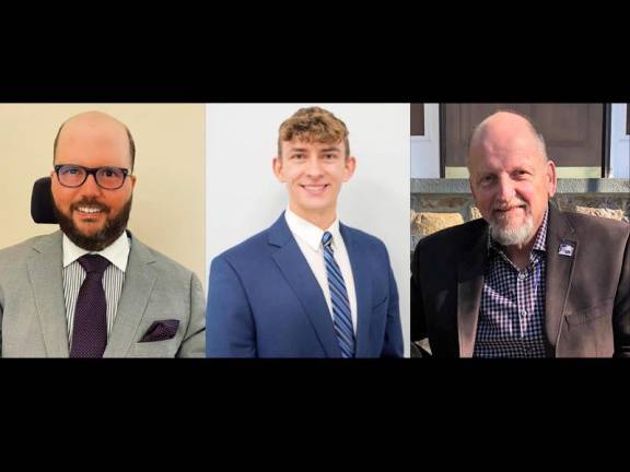 From left are Nick D’Agostino, Jack DeGroot and Herbert Yardley, all running for one seat on the Sussex County Board of County Commissioners in the June 6 Republican primary. (Photos provided)