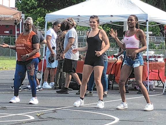 Resident dance during the Juneteenth Celebration on Sunday, June 14 at Memory Park in Newton. (Photos by Kathy Shwiff)
