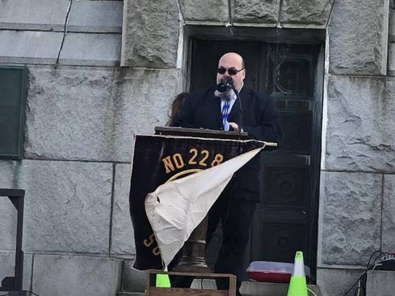 Richard Periu, exalted ruler of Sussex Elks Lodge 2288, speaks at the Salute to Veterans on Sunday, May 21 at the High Point Monument.