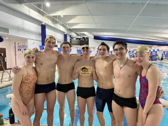 From left are Sofia Keller, Henry Bysshe, John Postma, Darren Rockwell, Jacob Panzarella, JJ Kane and Clare Schwartz.