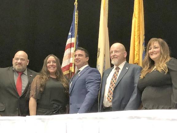 Sussex County commissioners pose for a photo after the reorganization meeting Jan. 4. From left are William Hayden, Dawn Fantasia, Chris Carney, Herbert Yardley and Jill Space. All are Republicans.