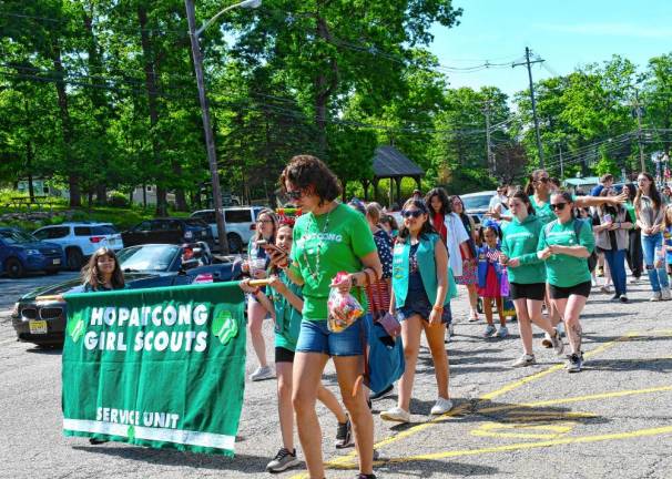 Girl Scouts march in the parade.