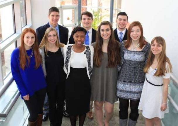 Photo Credit: Dennis Bivona Back row, left to right: Connor Boland of Kittatiny, Cameron Sparta of Vernon, Andrew Nee of Hopatcong. Front row, left to right: Alexis Mendes of Wallkill Valley, Kayla VanTassel of High Point, Alicia Martin-Conyers of Sussex Tech, Maura Chozick of Lenape Valley, Emelia Silberstein of Sparta, Rose Ippolito of Newton. (Missing from the photo is Jefferson High&#x2019;s Madelyn McConnon, who had a prior commitment.)