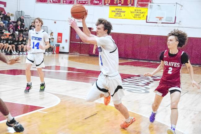 Kittatinny's Michael Strong moves forward with the ball.