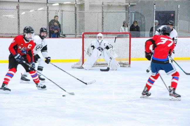 <b>Parsippany Hills goalie Andrew Nicholas stands guard.</b>