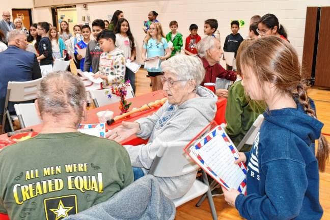 Students recognize veterans Wednesday, Nov. 6 at Valley Road School in Stanhope. (Photos by Maria Kovic)