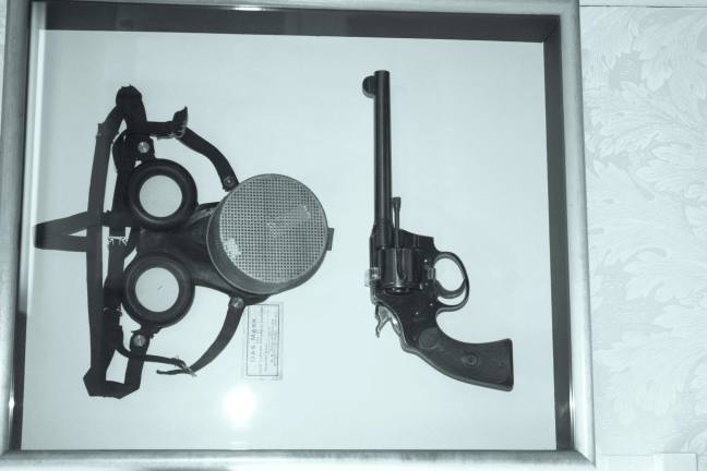 At one time the tellers all had pistols and gas masks to ward off attempted robberies