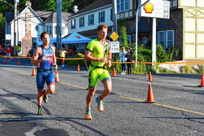 Runners in the third leg of the triathlon.