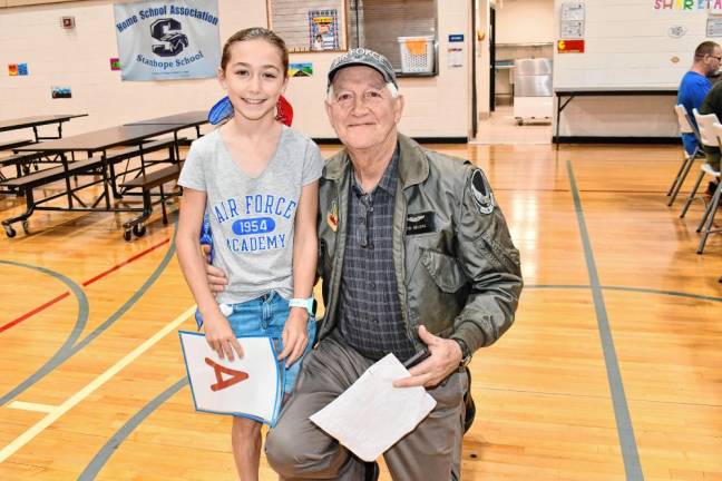 Veteran Ed Geueke of Blairstown with his granddaughter Scarlett Clauson of Stanhope. She wrote a poem thanking him.