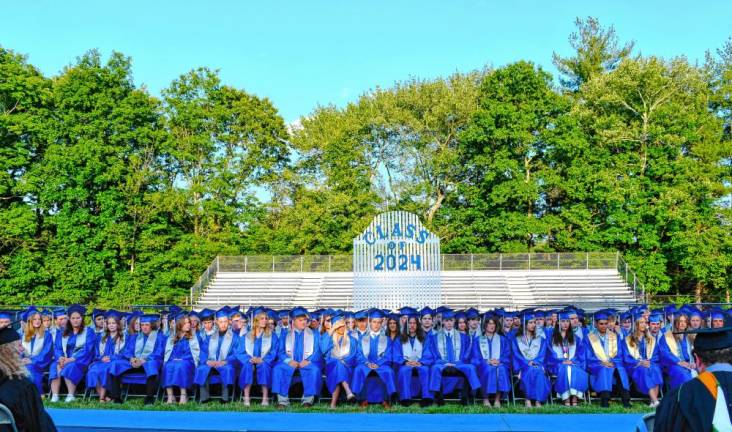 The Kittatinny Regional High School Class of 2024 graduates Wednesday evening, June 12 in Newton. (Photo by Maria Kovic)