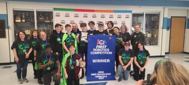 Newton High School’s Team Aperture won a FIRST Robotics Competition on March 25-26 at Warren Hills High School.