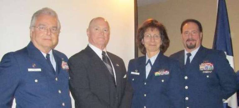 Photo Provided From left: U.S. Coast Guard Auxiliary Division 10 Commander Gus Formato, Vice Division Commander Fred Simmons, newly-elected Flotilla Commander Lorraine Cannata and Vice Flotilla Commander Rich Carlson.